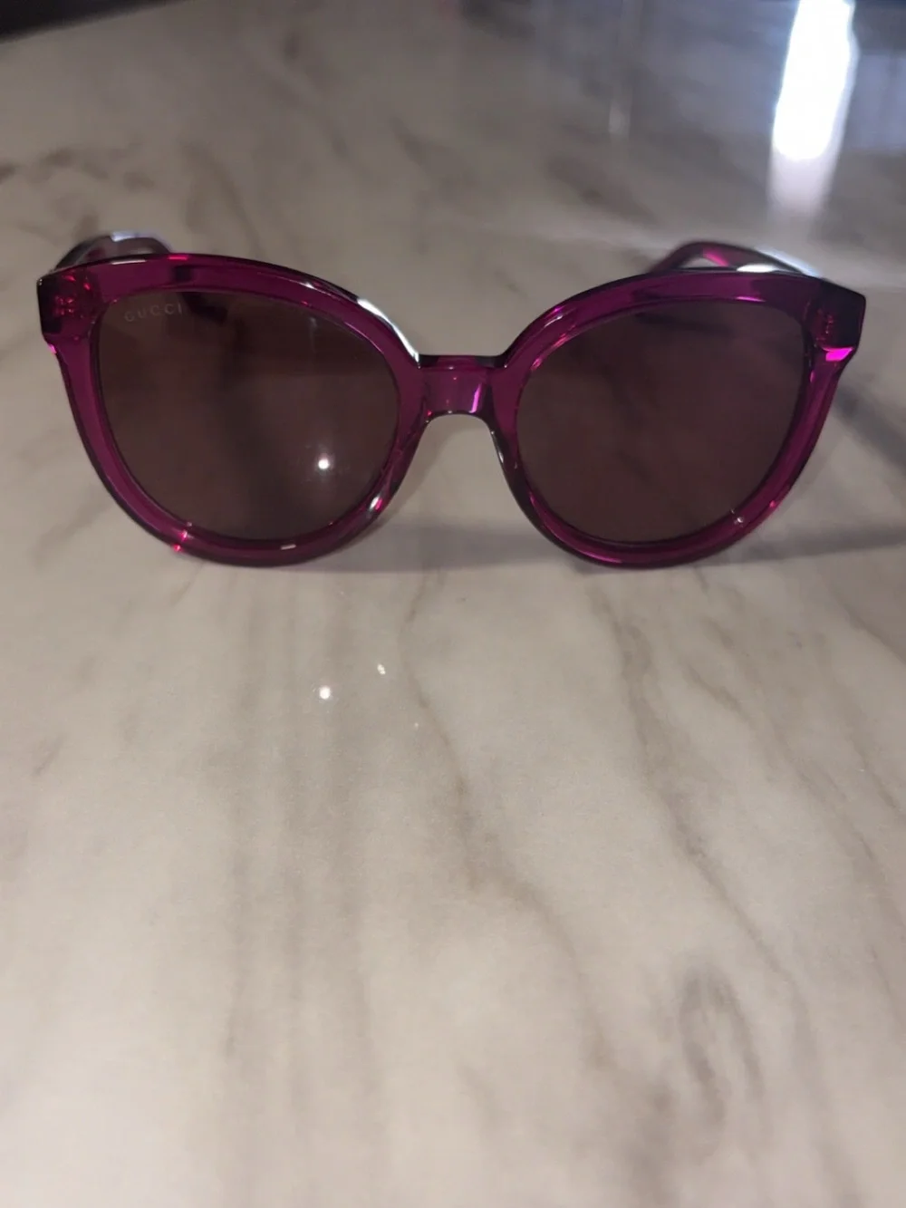 Gucci Fuchsia Round Sunglasses with Gold Accent